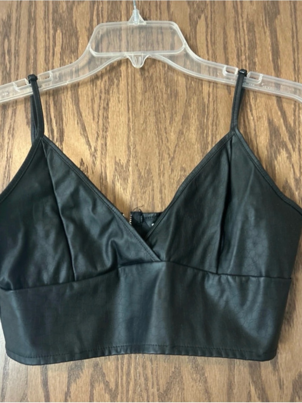 Black Faux Leather Bralette Crop Top - Women Intimates